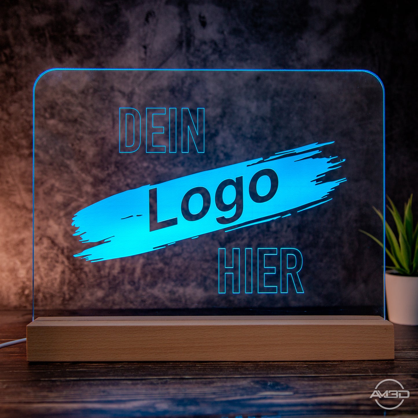 Dein Logo oder Motiv als XL LED Lampe aus Acryl 30cm breit