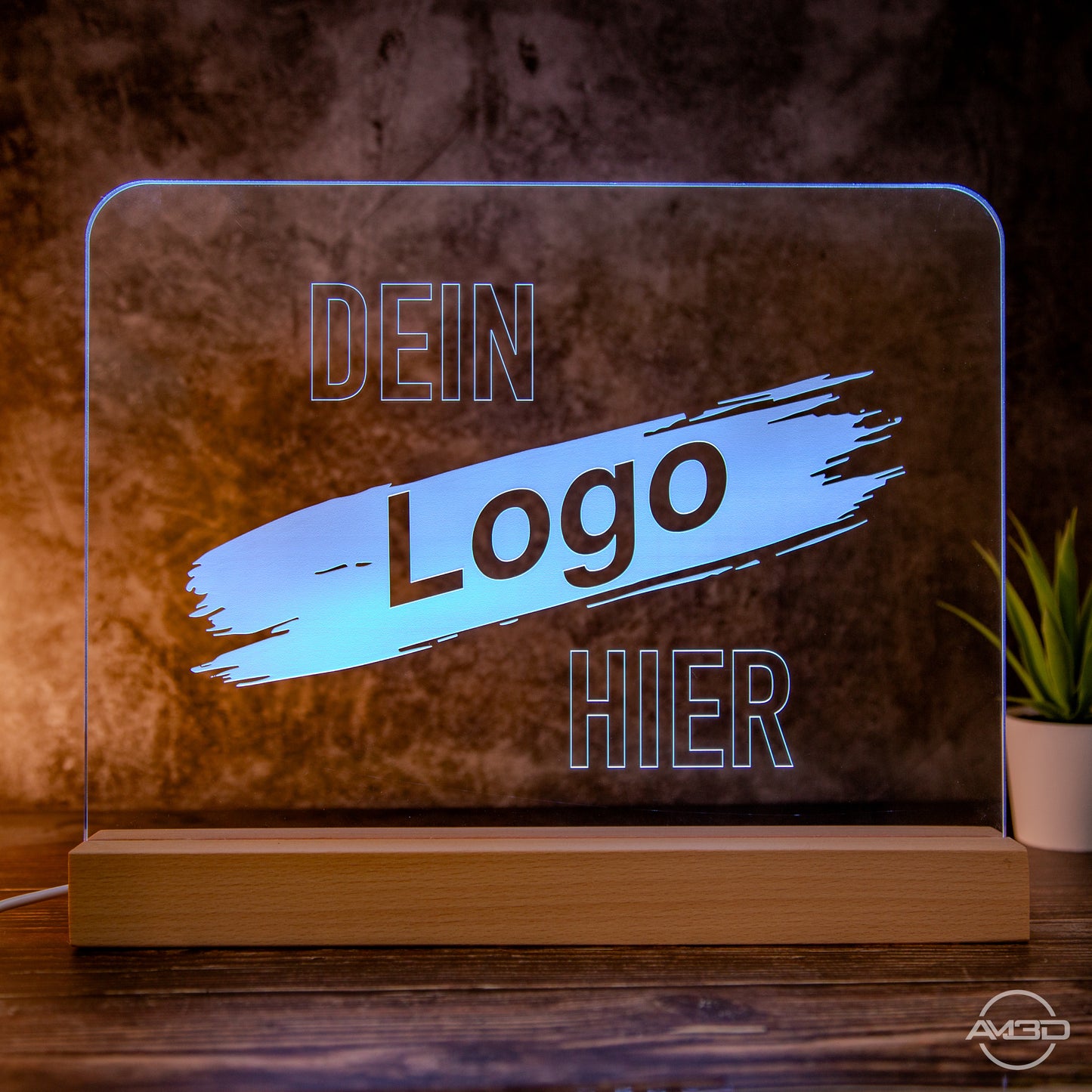 Dein Logo oder Motiv als XL LED Lampe aus Acryl 30cm breit