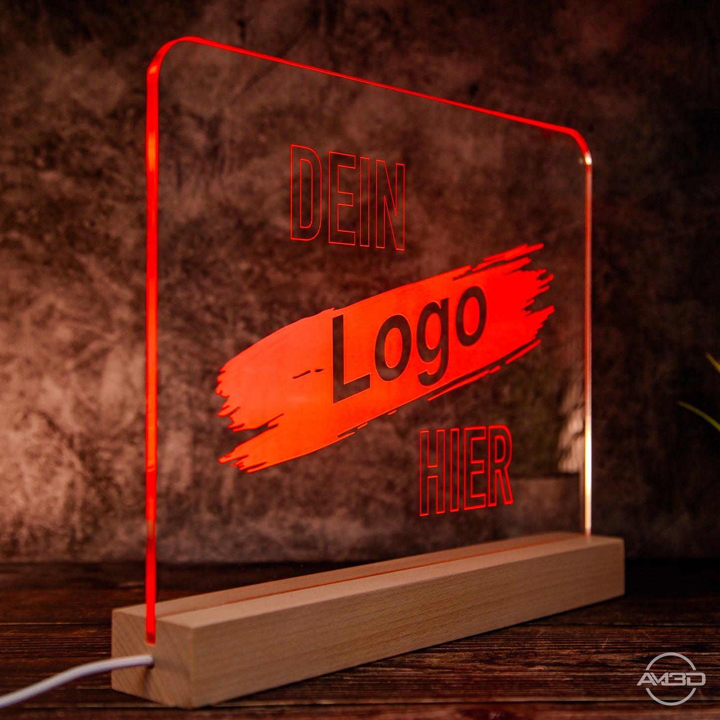 Dein Logo oder Motiv als XL LED Lampe aus Acryl 30cm breit