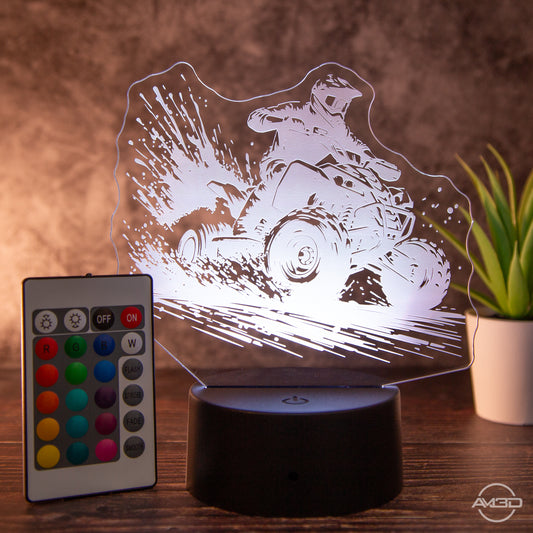 LED-Tischlampe aus Acryl mit Quadfahrer – Perfektes Geschenk für Quad-Fan