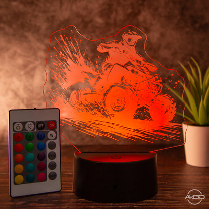 LED-Tischlampe aus Acryl mit Quadfahrer – Perfektes Geschenk für Quad-Fan