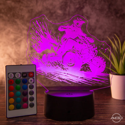 LED-Tischlampe aus Acryl mit Quadfahrer – Perfektes Geschenk für Quad-Fan