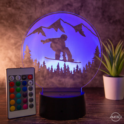 Tischlampe aus Acryl mit Snowboard-Motiv - Das perfekte Geschenk für Snowboarder!