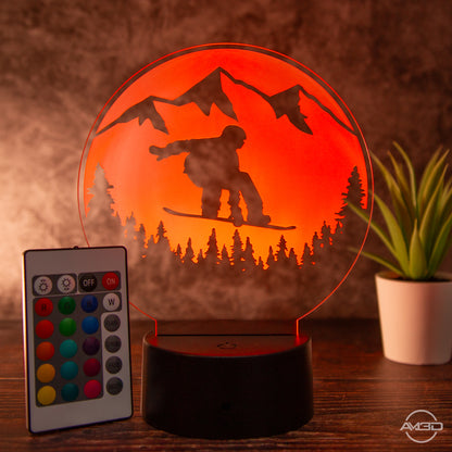 Tischlampe aus Acryl mit Snowboard-Motiv - Das perfekte Geschenk für Snowboarder!