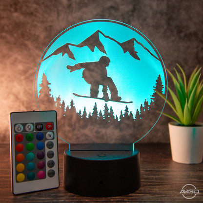 Tischlampe aus Acryl mit Snowboard-Motiv - Das perfekte Geschenk für Snowboarder!