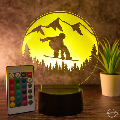 Tischlampe aus Acryl mit Snowboard-Motiv - Das perfekte Geschenk für Snowboarder!