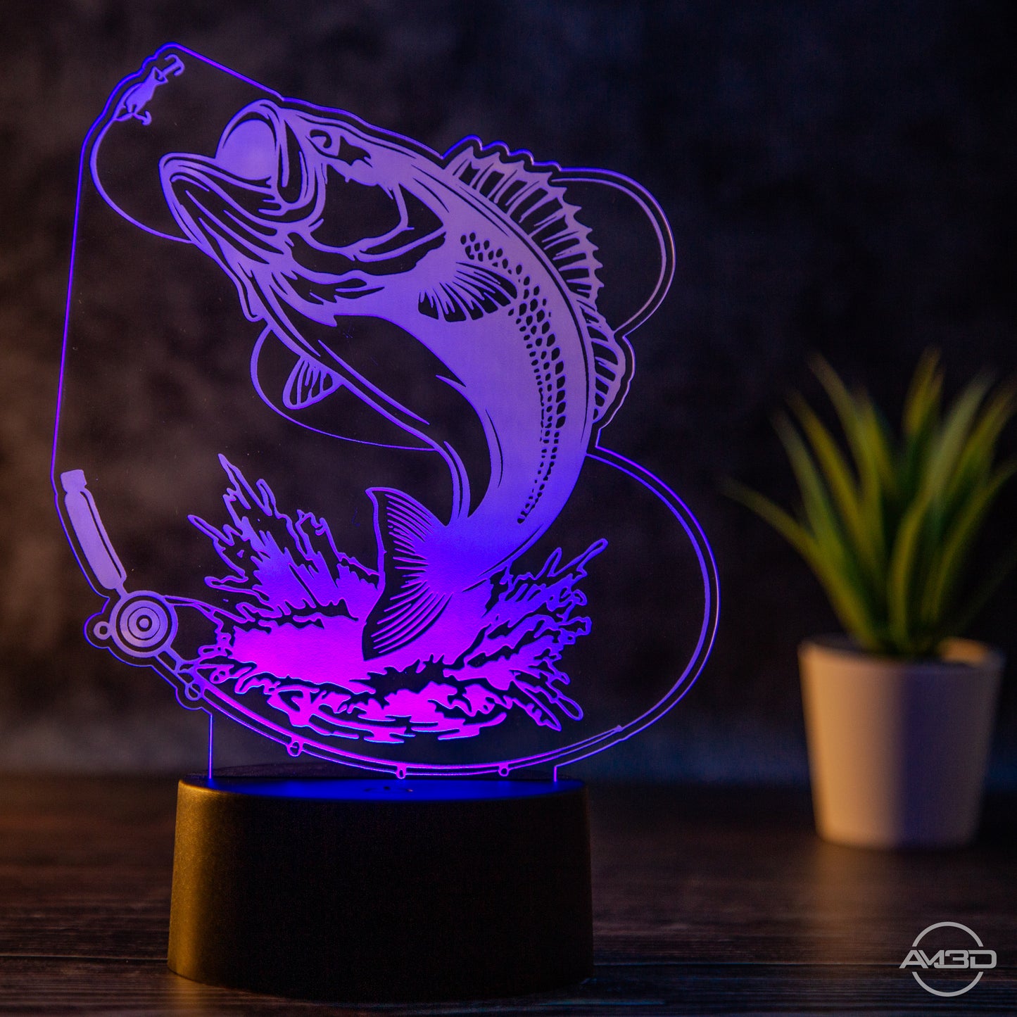 LED Tischlampe aus Acryl -  Angeln // Fischen// Nachtlicht LED Acryl