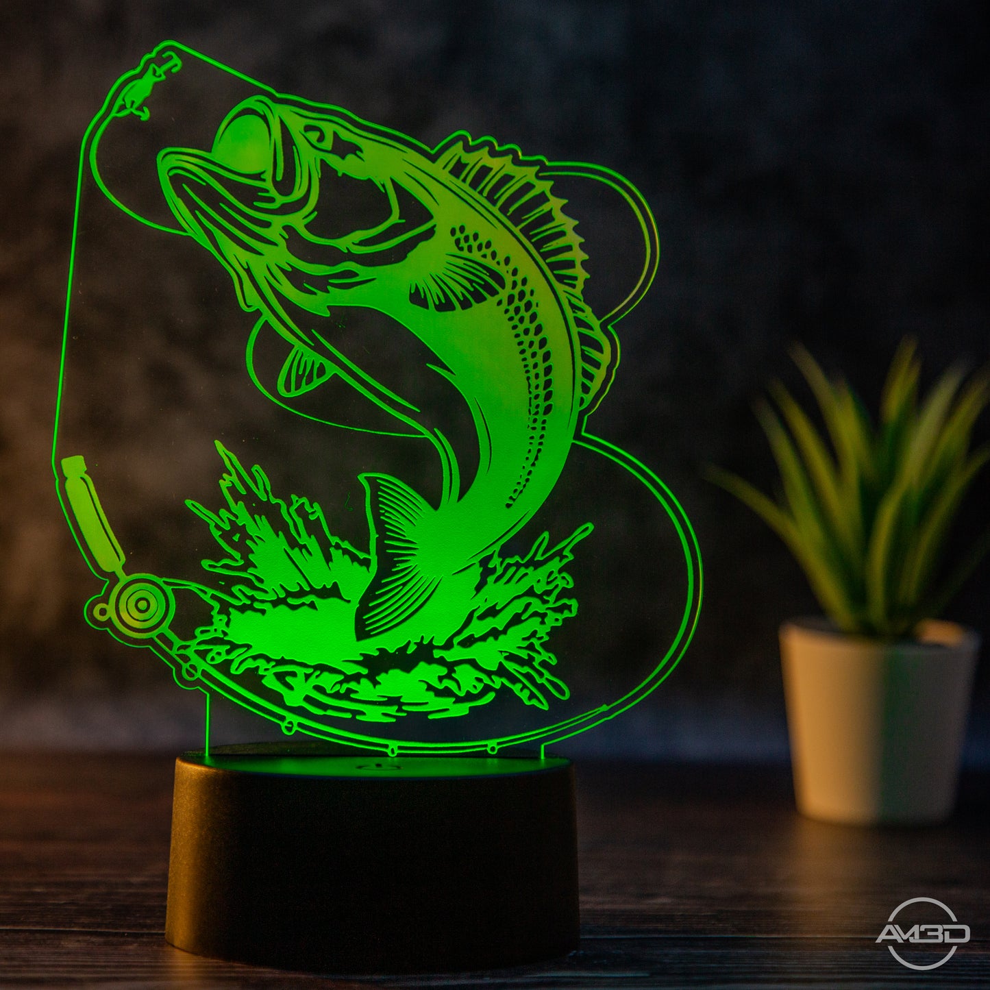 LED Tischlampe aus Acryl -  Angeln // Fischen// Nachtlicht LED Acryl