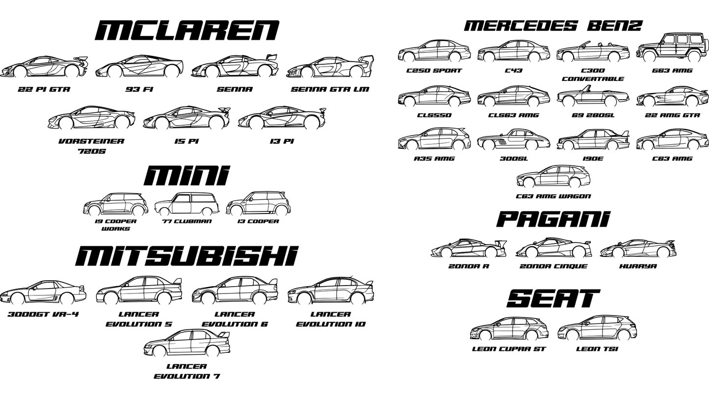 Lampe Auto Silhouette, Nachtlicht, Tischlampe Auto, Geschenkidee Autofans, viele Modelle verfügbar