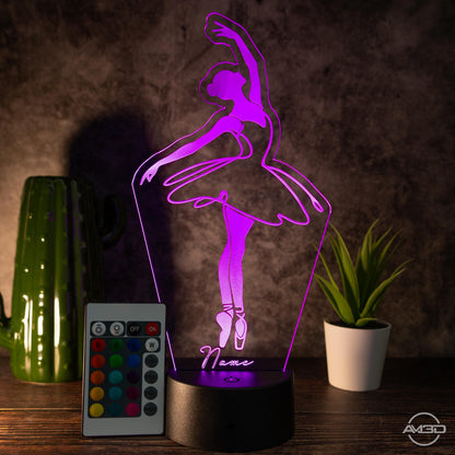 personalisierte Lampe Ballerina, Ballett Nachtlicht fürs Kinderzimmer / Tischlampe LED Acryl