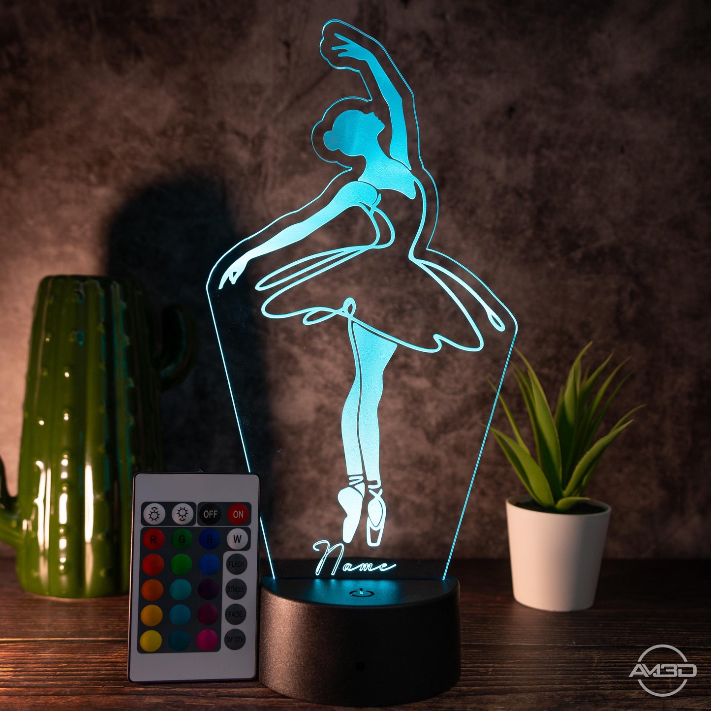 personalisierte Lampe Ballerina, Ballett Nachtlicht fürs Kinderzimmer / Tischlampe LED Acryl