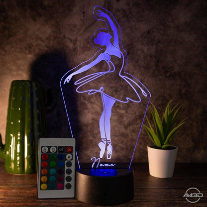 personalisierte Lampe Ballerina, Ballett Nachtlicht fürs Kinderzimmer / Tischlampe LED Acryl