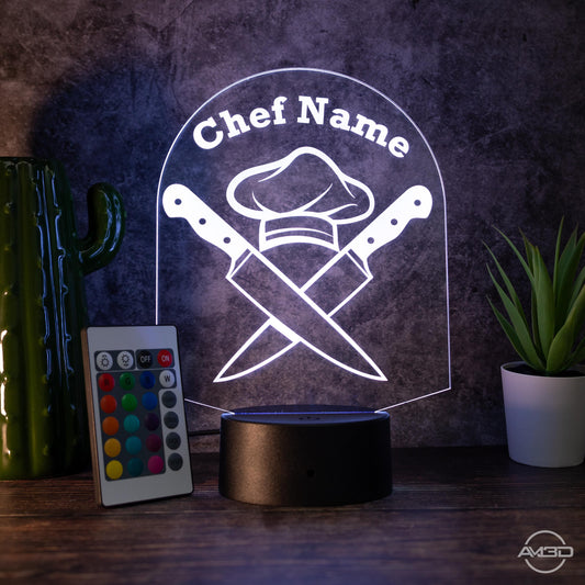 Personalisierbare LED-Lampe für Köche  Das perfekte Geschenk für Köche und die, die es noch werden wollen!