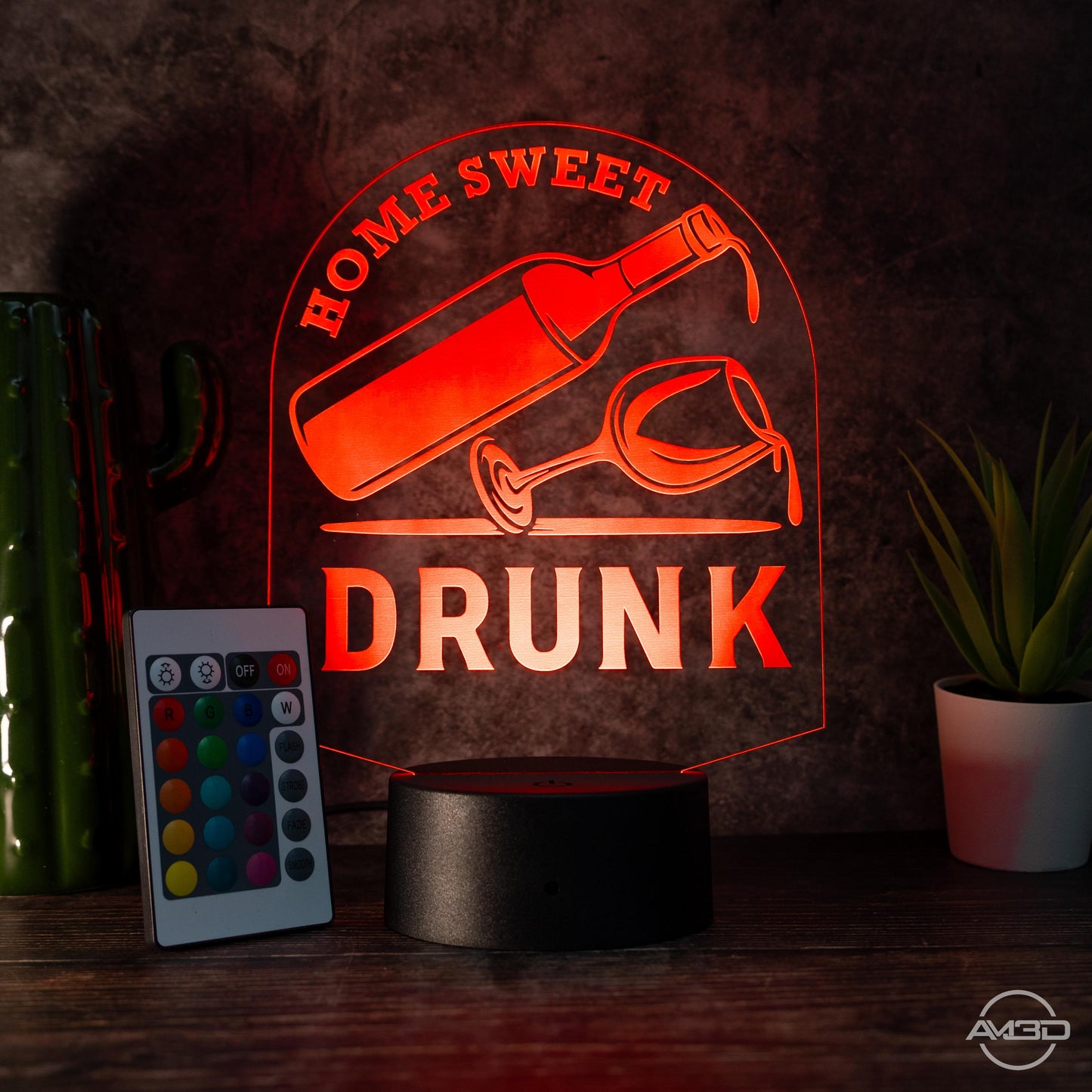 LED-Lampe "Home Sweet Drunk" -  Humorvolles Highlight für Weinliebhaber