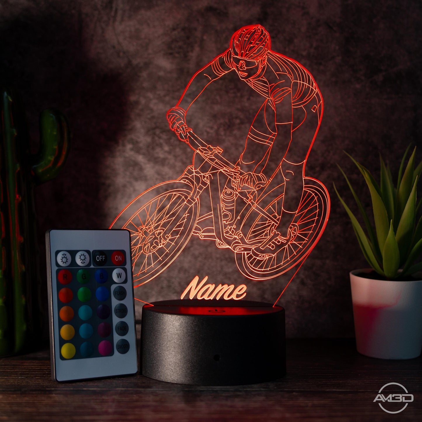 Personalisierbare LED-Lampe "Mountainbiker"  das perfekte Geschenk für Sportfans!