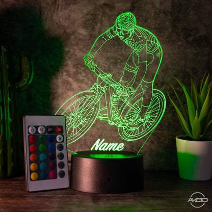 Personalisierbare LED-Lampe "Mountainbiker"  das perfekte Geschenk für Sportfans!