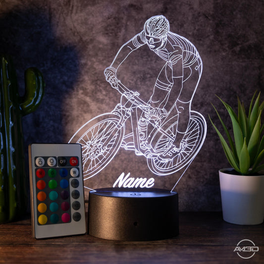 Personalisierbare LED-Lampe "Mountainbiker"  das perfekte Geschenk für Sportfans!