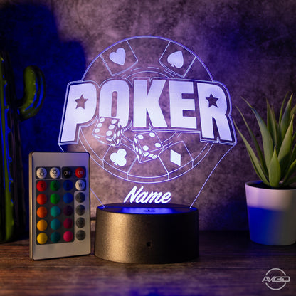 Personalisierbare LED-Lampe "Poker Casino"  das perfekte Highlight für Spielefans!