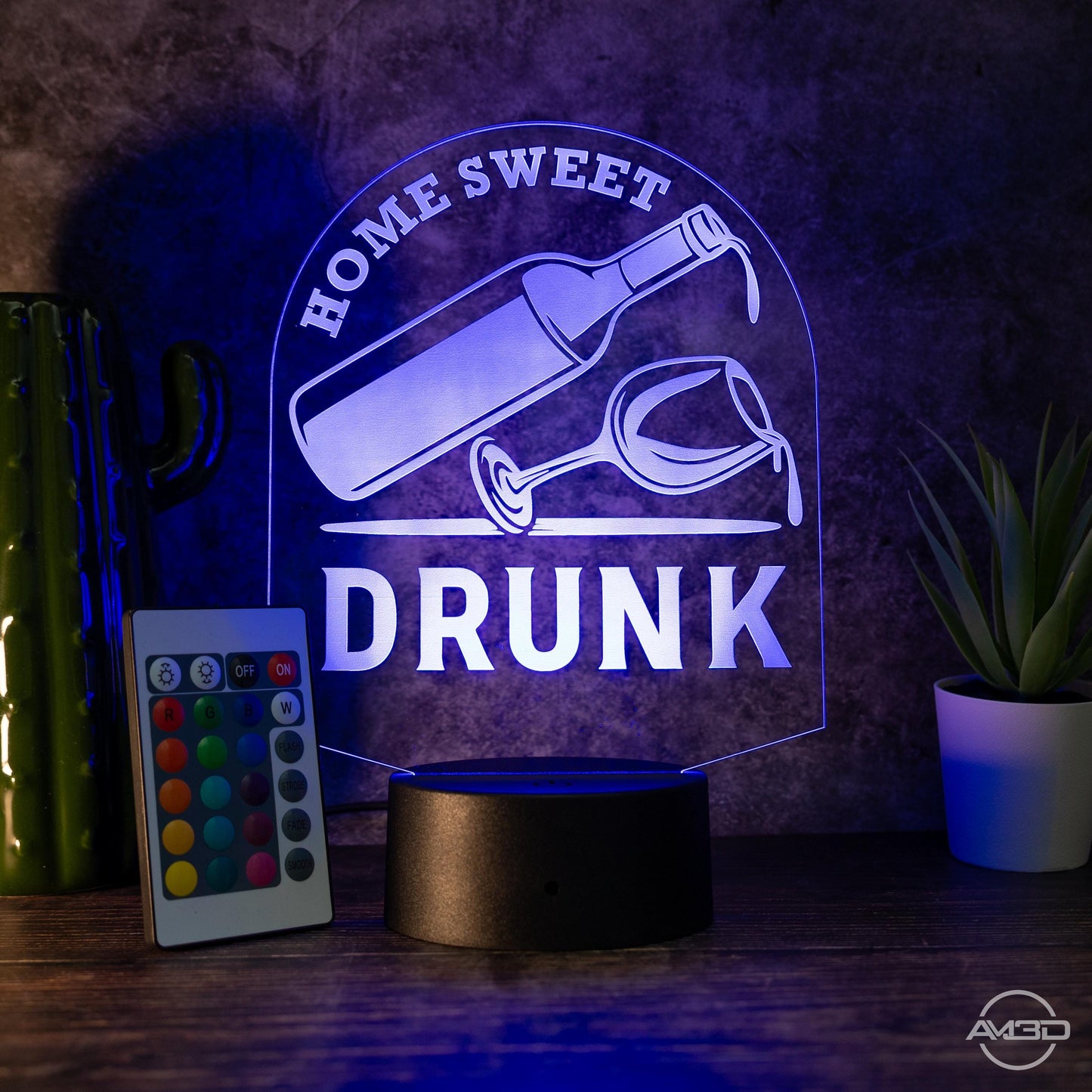 LED-Lampe "Home Sweet Drunk" -  Humorvolles Highlight für Weinliebhaber