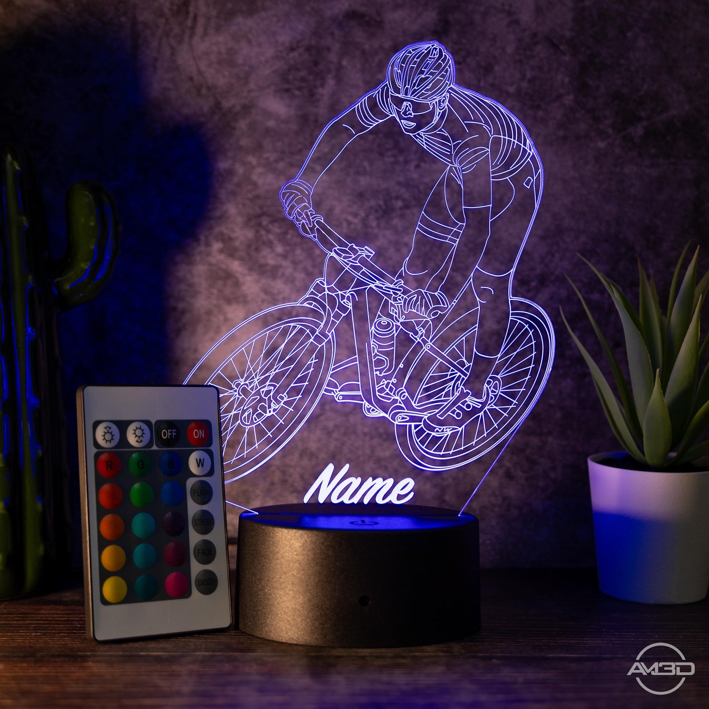 Personalisierbare LED-Lampe "Mountainbiker"  das perfekte Geschenk für Sportfans!