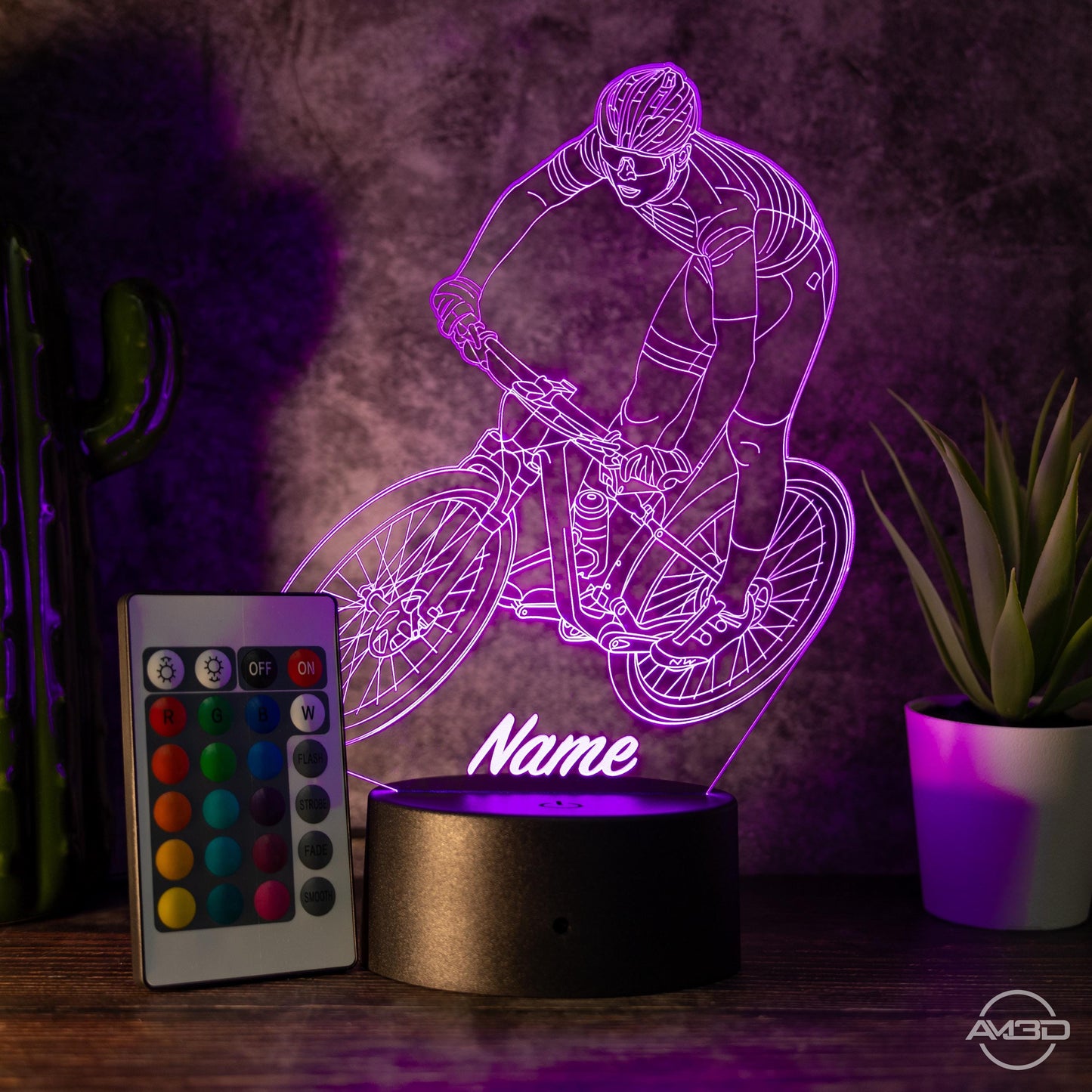 Personalisierbare LED-Lampe "Mountainbiker"  das perfekte Geschenk für Sportfans!