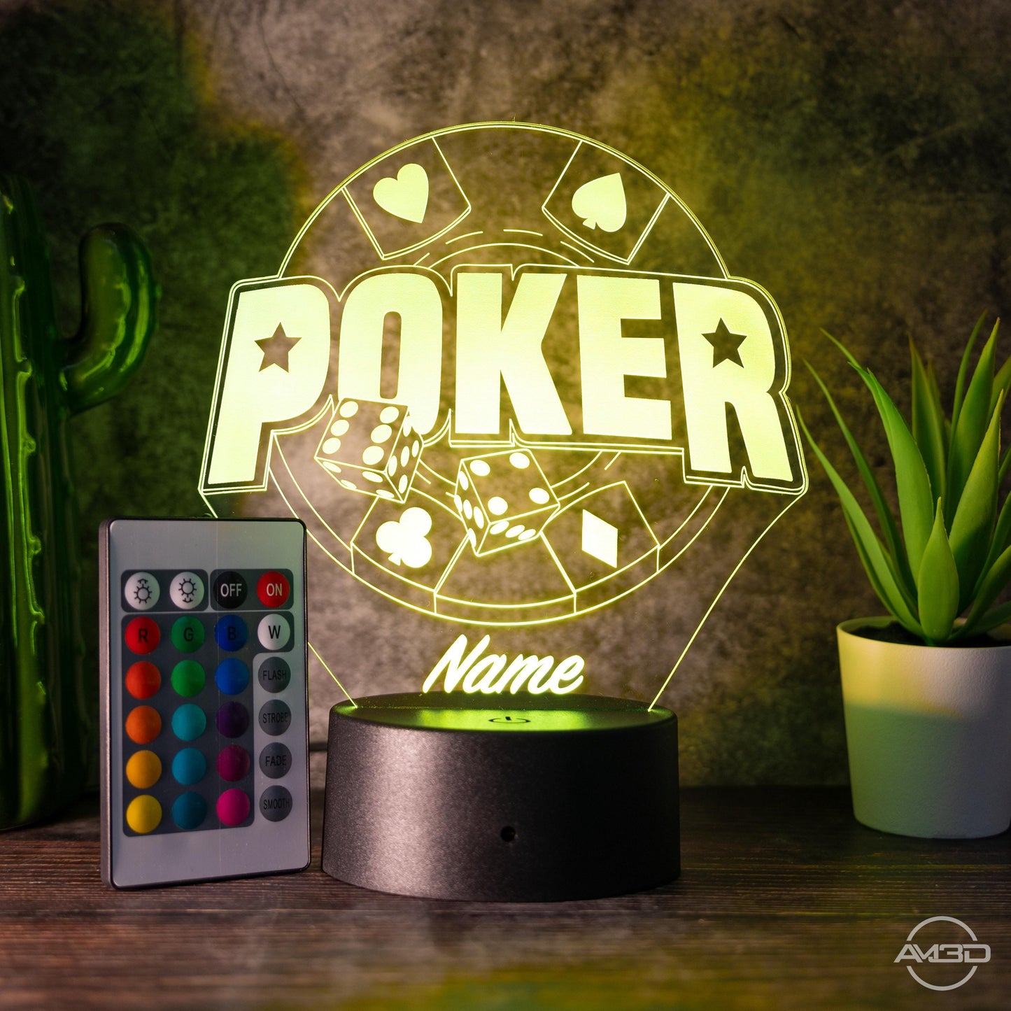 Personalisierbare LED-Lampe "Poker Casino"  das perfekte Highlight für Spielefans!