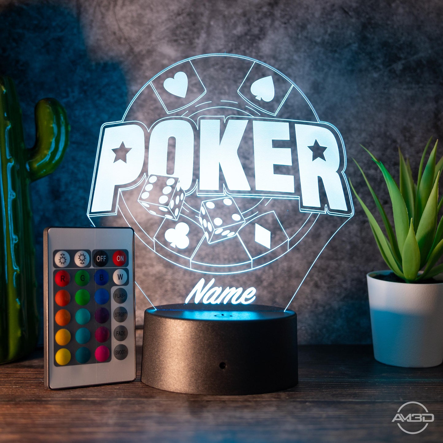 Personalisierbare LED-Lampe "Poker Casino"  das perfekte Highlight für Spielefans!