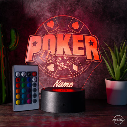 Personalisierbare LED-Lampe "Poker Casino"  das perfekte Highlight für Spielefans!