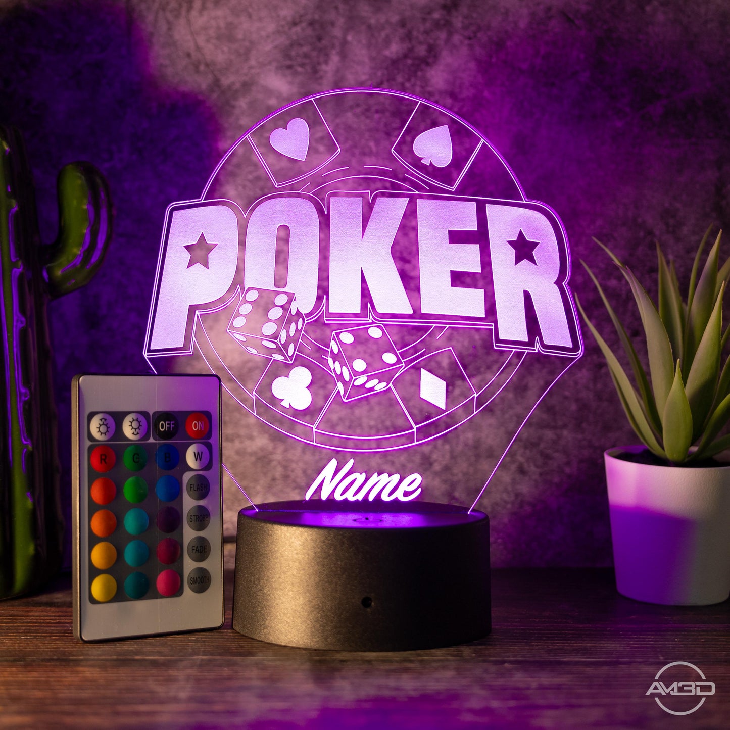 Personalisierbare LED-Lampe "Poker Casino"  das perfekte Highlight für Spielefans!