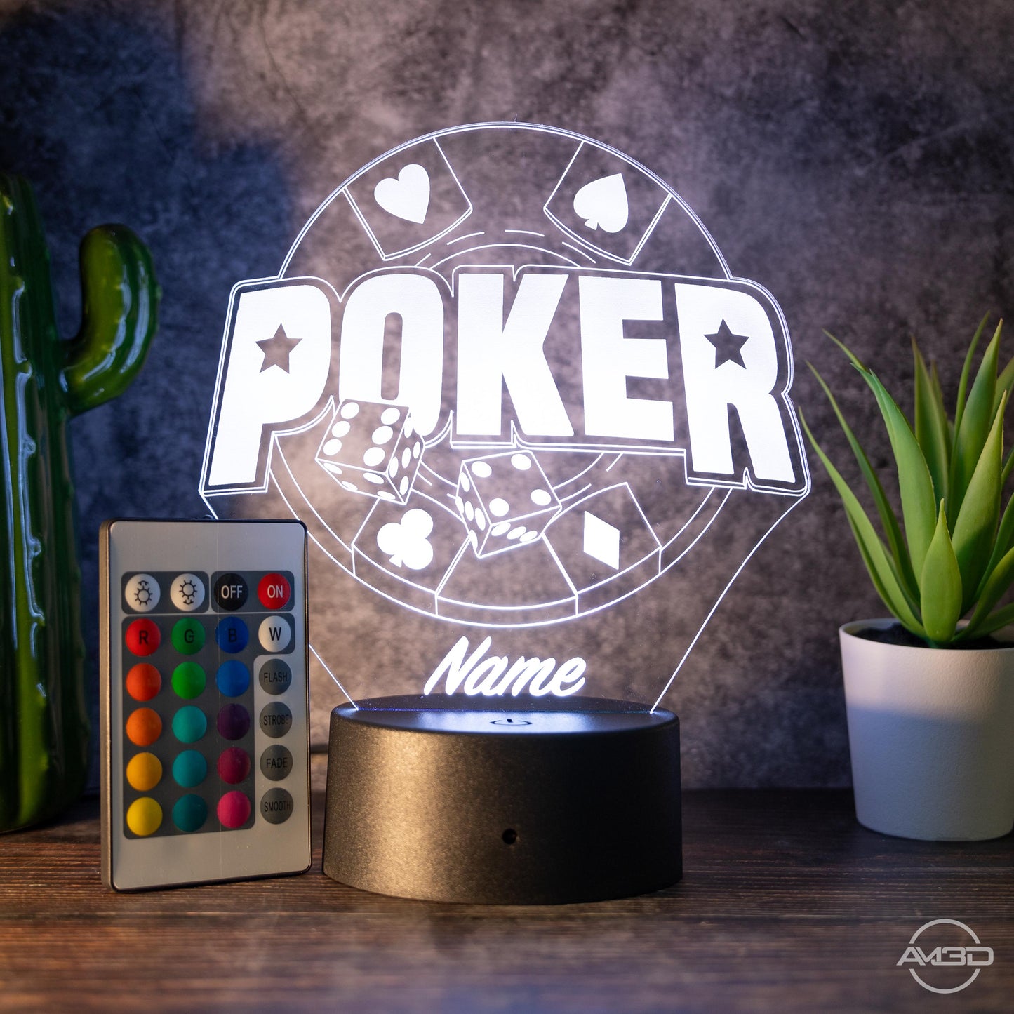 Personalisierbare LED-Lampe "Poker Casino"  das perfekte Highlight für Spielefans!