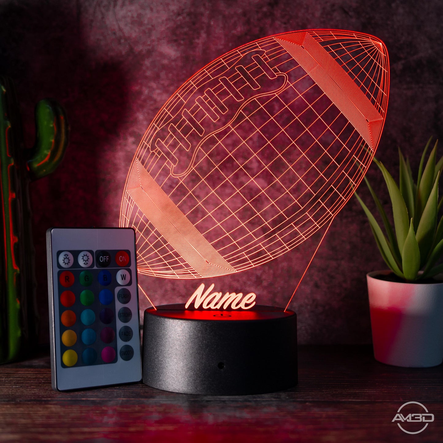 Personalisierbare 3D-LED-Lampe "Football"  das perfekte Geschenk für Footballer und Fans!